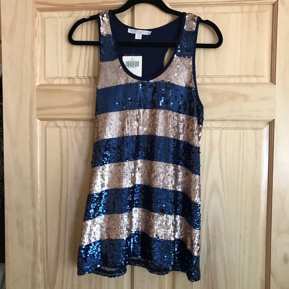 Boston Proper Sequin stripe top